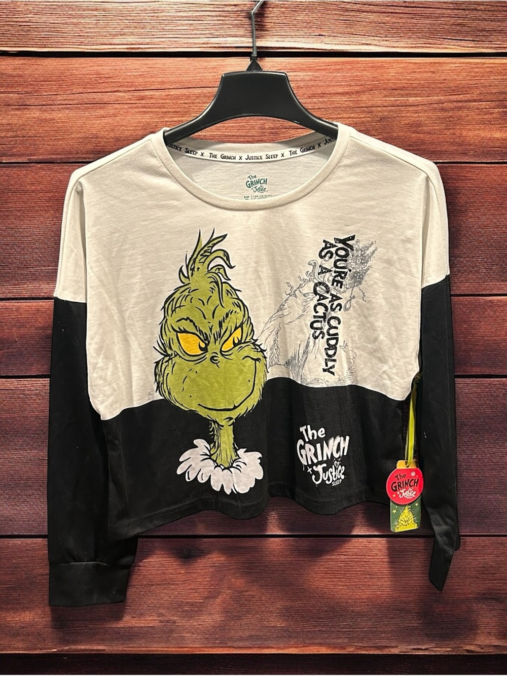 Justice x The Grinch Girls Plus Size MP 10P Cuddly As A Cactus PJ Top NWT